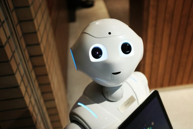 Friendly AI chatbot assistant robot